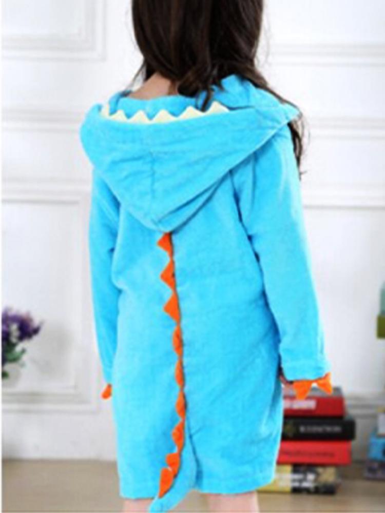Turquoise Blue Dinosaur Hooded Dressing Gown with Spikes & Tail - Stylemykid.com