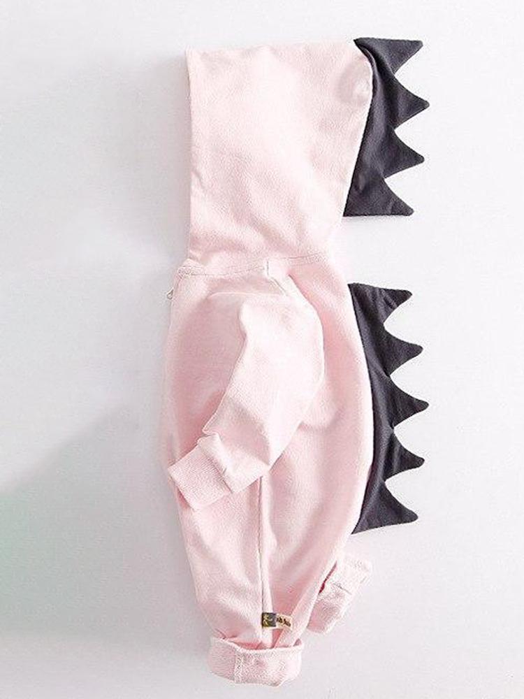Pale Pink Dinosaur Baby Hooded Onesie With Dark Spikes From 3 Months - Stylemykid.com