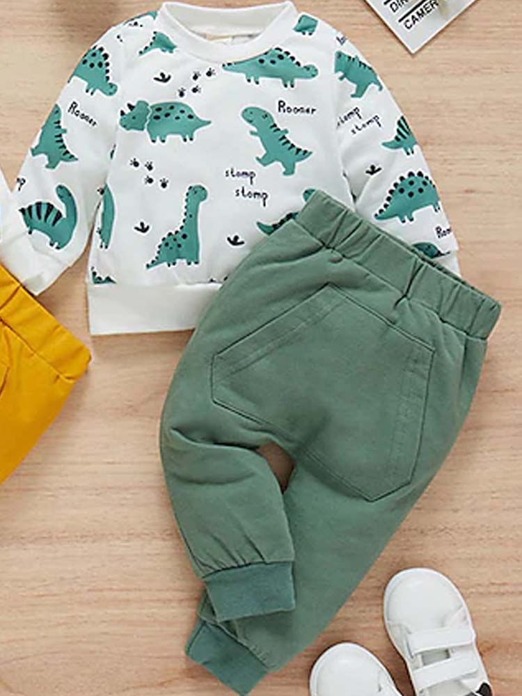 Baby & Kids Dinosaur Top and Green Joggers - 2 Piece Outfit - Stylemykid.com