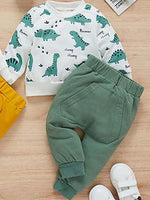 Baby & Kids Dinosaur Top and Green Joggers - 2 Piece Outfit - Stylemykid.com