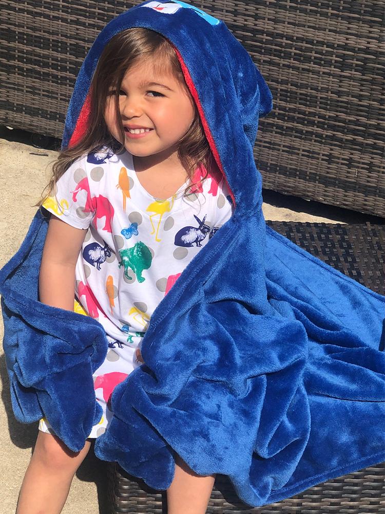 Zoocchini - Kids Large Wearable Hooded Blanket - Blue Dog - Age 3+ - Stylemykid.com