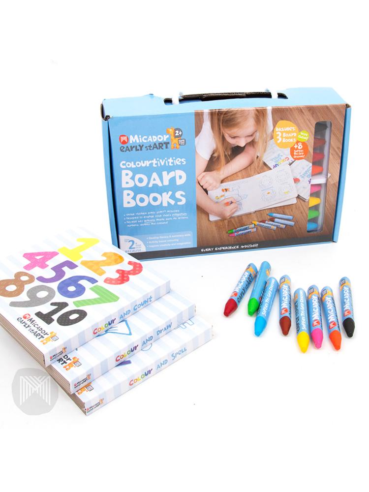 Micador early stART - Colourtivities Board Book & Tri-Grip Crayon Set - Stylemykid.com