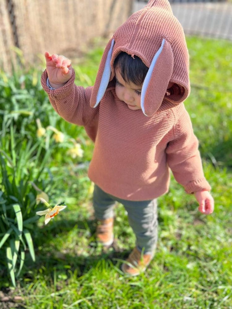 Bunny Boo! Bunny Ears Caramel Baby Hooded Jumper - Stylemykid.com