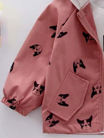 Frenchie Dog Print Baby and Childrens Hooded Jacket - Red 12M to 5Y - Stylemykid.com