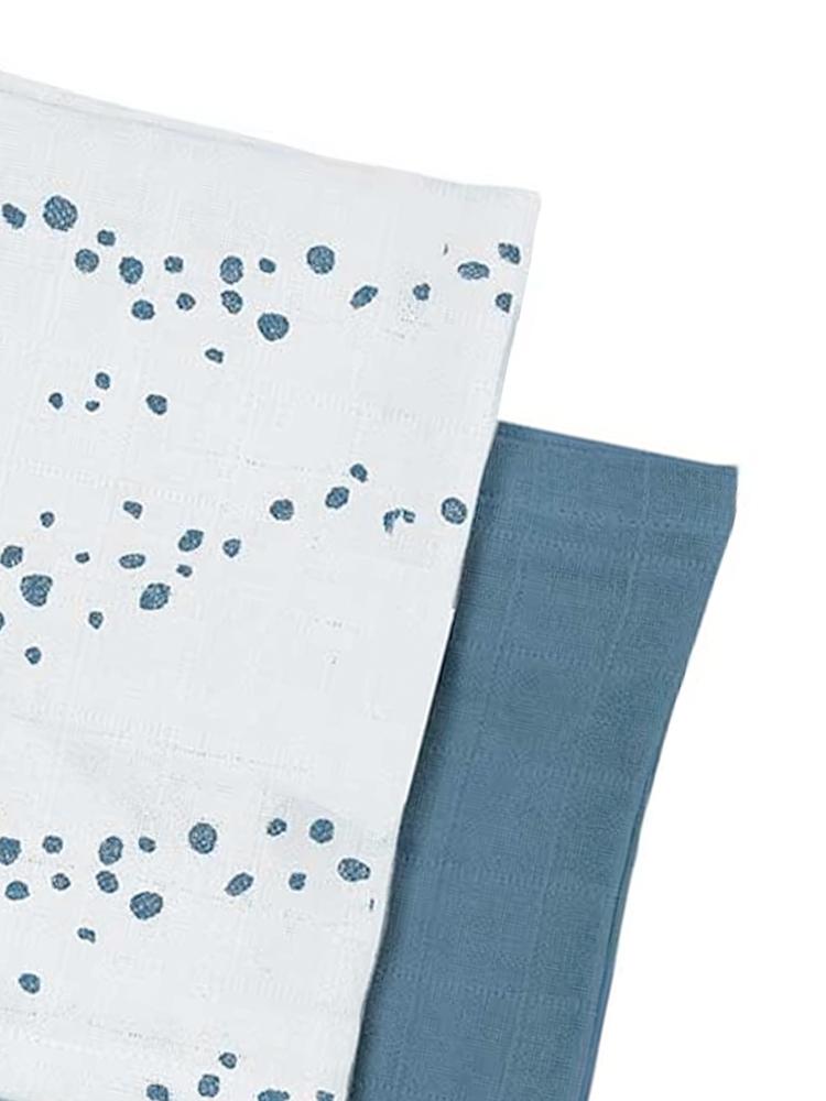 Organic Muslin Cloths For Baby By Fabelab - 2 Pack Ocean Spray