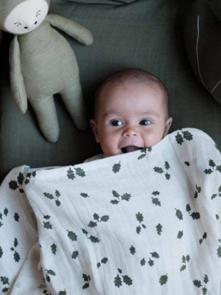 Organic Multiuse Swaddle Wrap For Baby By Fabelab - Extra Large 1.2m Olive Green