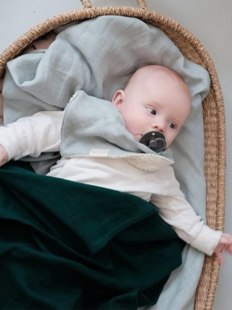 Organic Multiuse Swaddle Wrap For Baby By Fabelab - Extra Large 1.2m Foggy Blue