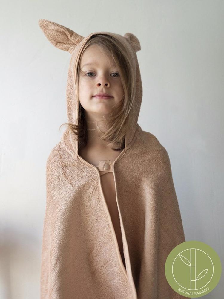 Bunny Bamboo Hooded Towel For Kids By Fabelab Old Rose