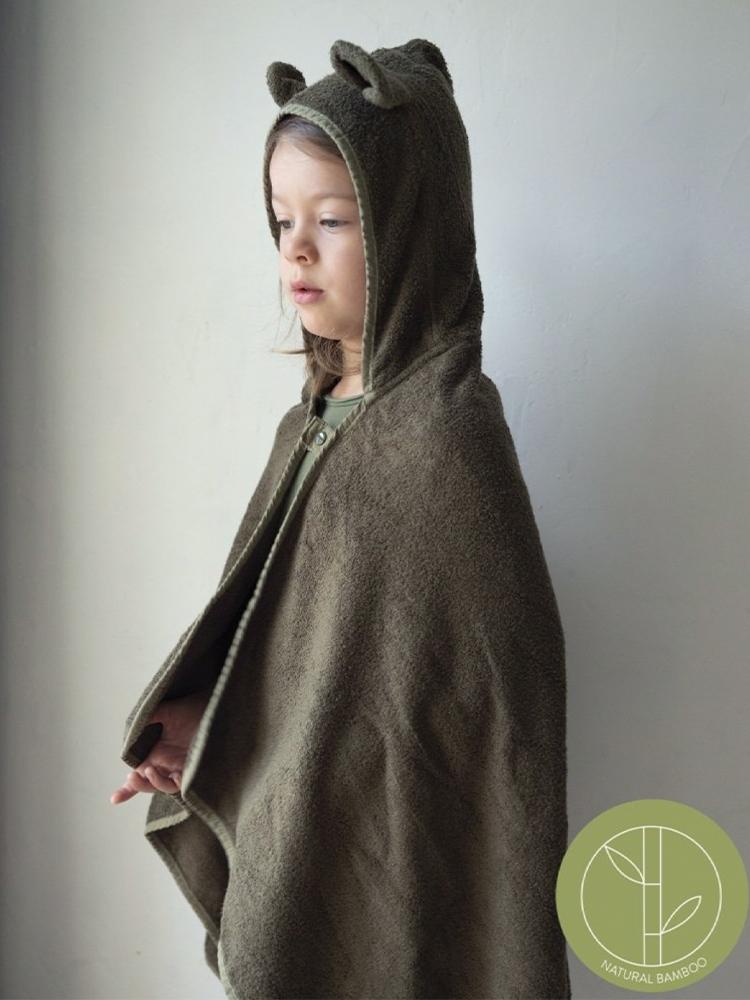 Bear Bamboo Hooded Towel For Kids By Fabelab Ochre