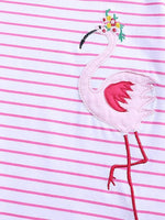 Fantastic Flamingos - Girls Short Sleeve Striped Pink & White Dress - Stylemykid.com