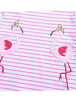 Fantastic Flamingos - Girls Short Sleeve Striped Pink & White Dress - Stylemykid.com