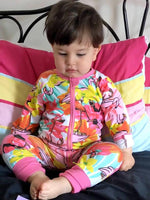 Flowery Flamingos Baby Zip Sleepsuit with Hand & Feet Cuffs - Stylemykid.com