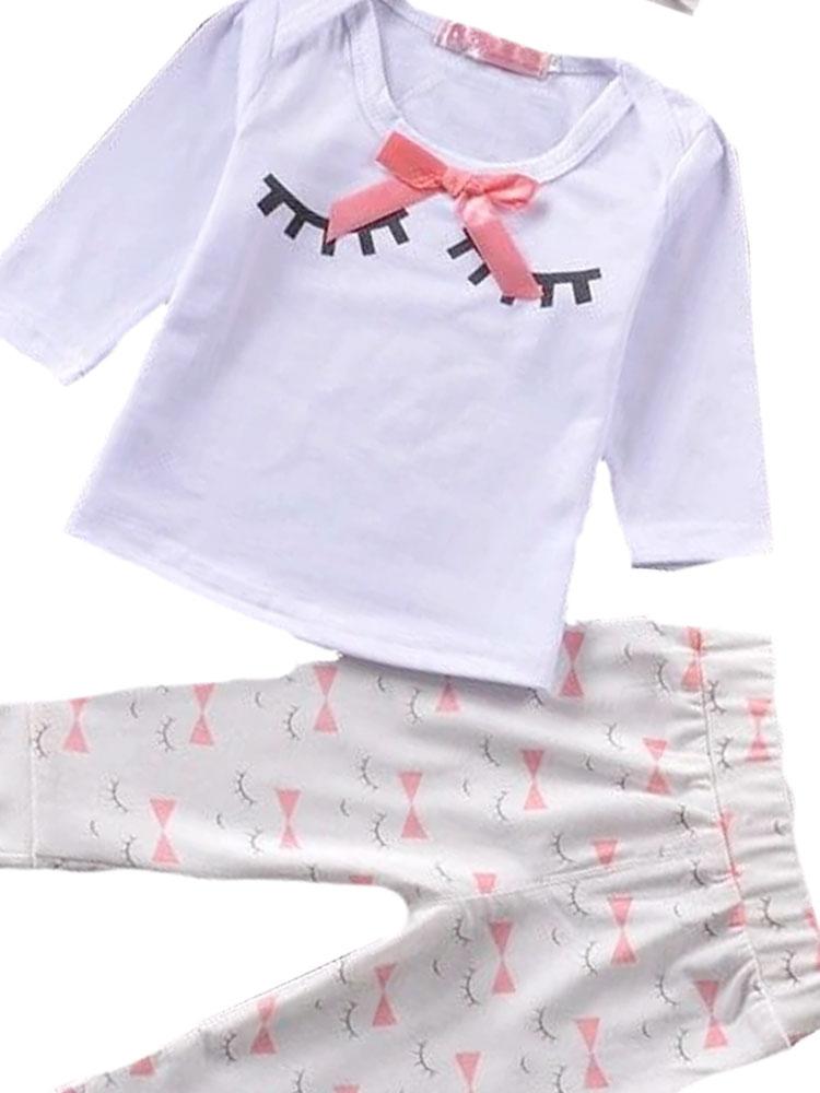 Flutter Lash Set - Eyelashes and Bow 3 Piece Girls Matching Top, Bottoms & Headband Outfit 18 to 24 Months - Stylemykid.com