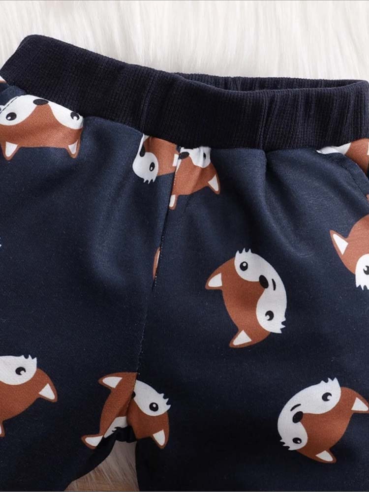 Dark Blue Baby & Toddler Fox Face Sweater & Bottoms - 2 Piece Outfit - 3 to 12M - Stylemykid.com