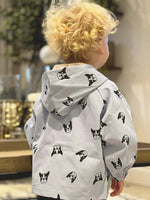 Frenchie Dog Print Baby and Childrens Hooded Jacket - Red 12M to 5Y - Stylemykid.com