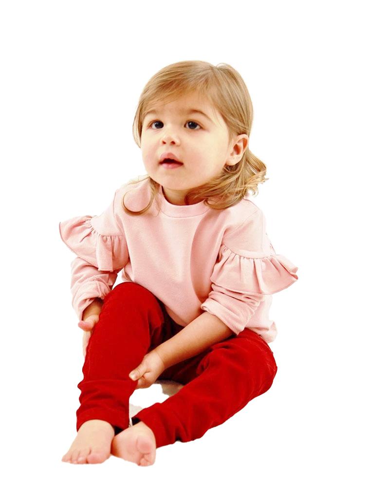 Artie - Girls French Terry Pink Frill Long Sleeve Top 18months to 3 years - Stylemykid.com