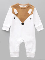 Friendly Fox Face White Baby Sleepsuit - Stylemykid.com