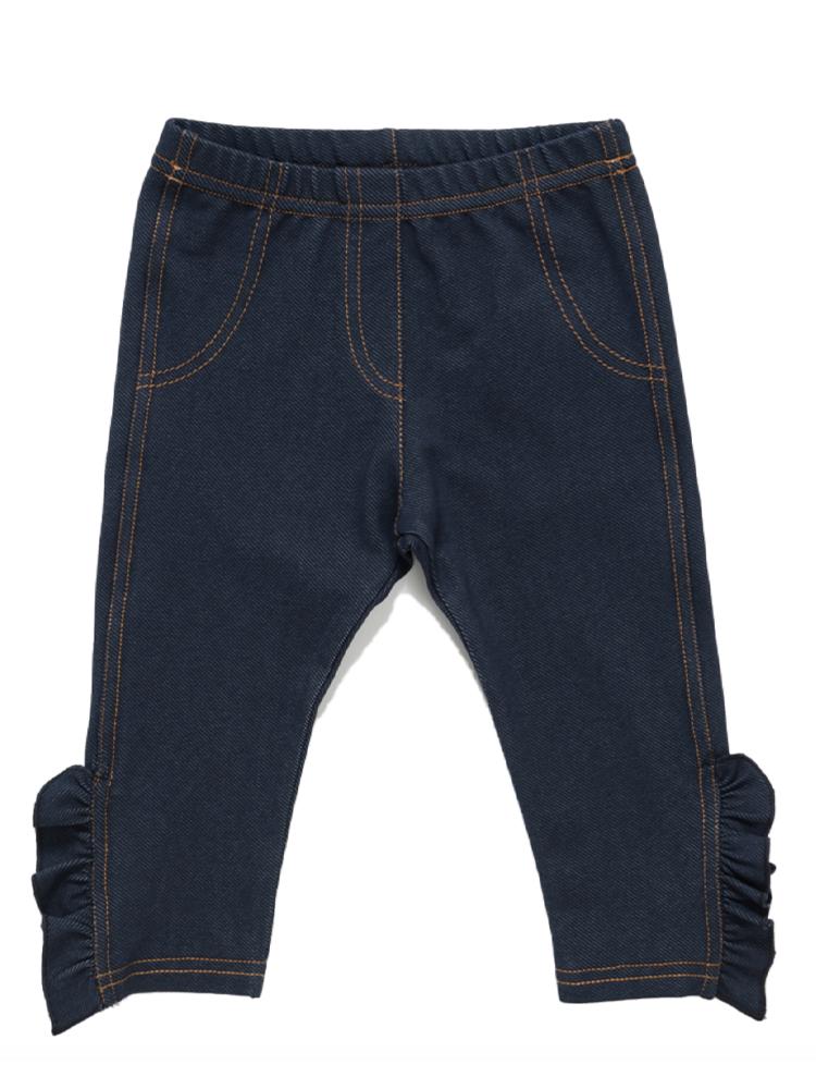 Artie - Girls Denim Blue Frill Leggings - Stylemykid.com