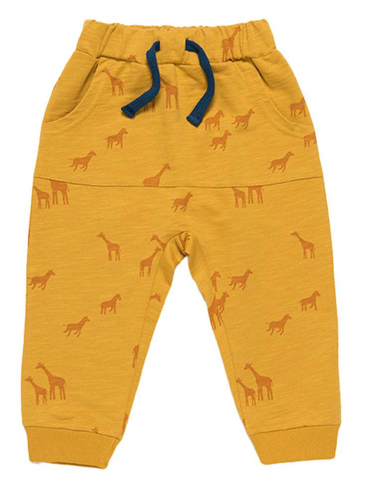 Artie - Mustard Joggers - With Giraffe Design 9 to 12 Months - Stylemykid.com