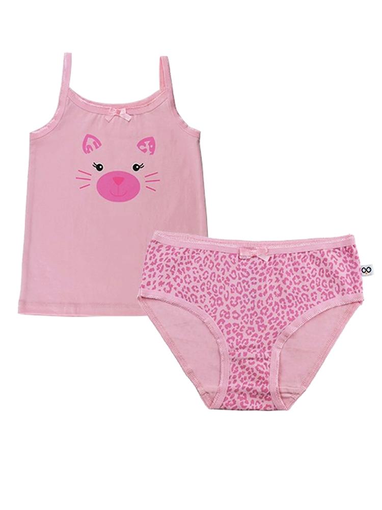 Zoocchini - Girls Organic Cami Underwear Set - Kallie the Kitten - Pink/Leopard Print 2 to 6 Y - Stylemykid.com
