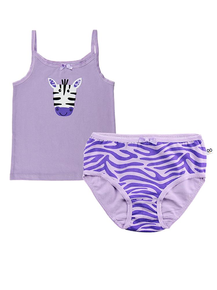 Zoocchini - Girls Organic Cami Organic Underwear Set - Ziggy the Zebra/Lavender 2 to 6 Y - Stylemykid.com