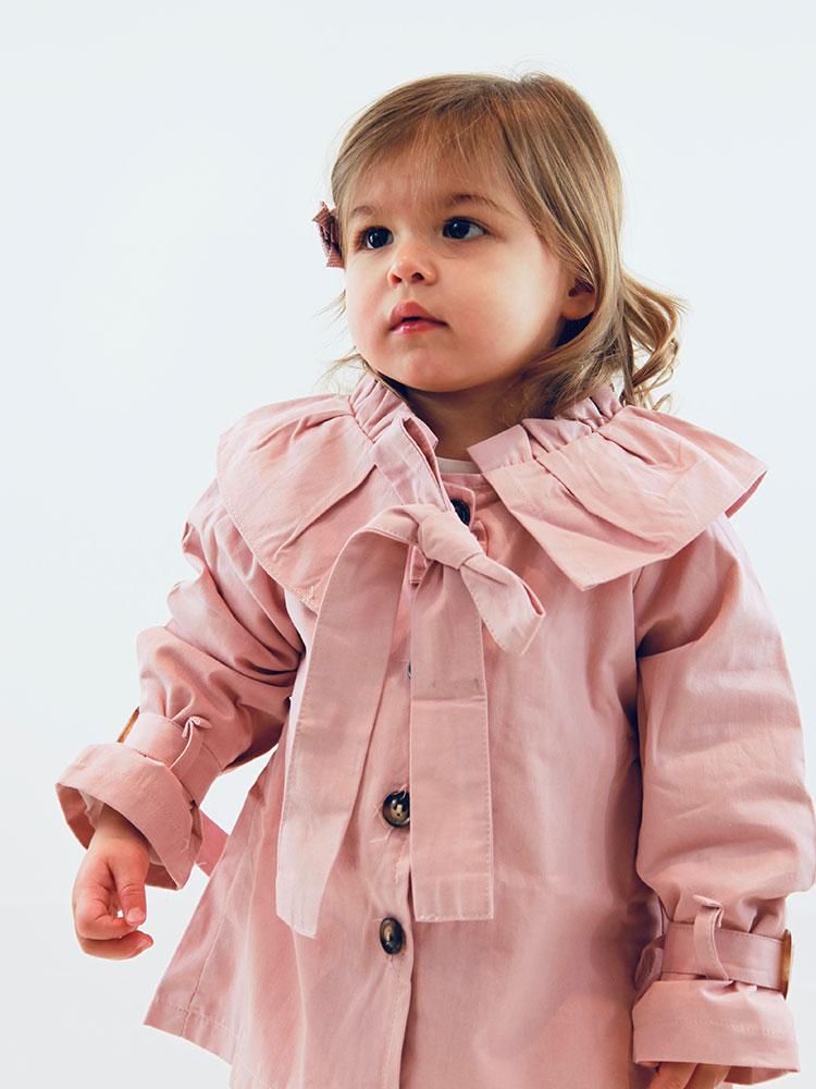 Girls Dusky Pink Mac with Frill Collar - 18-24 months - Stylemykid.com
