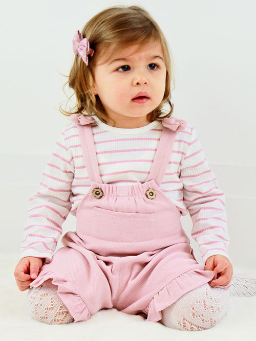 Girls Mink Pink Dungarees Shorts Playsuit and Top 2 Piece Set 2 to 3 Years - Stylemykid.com