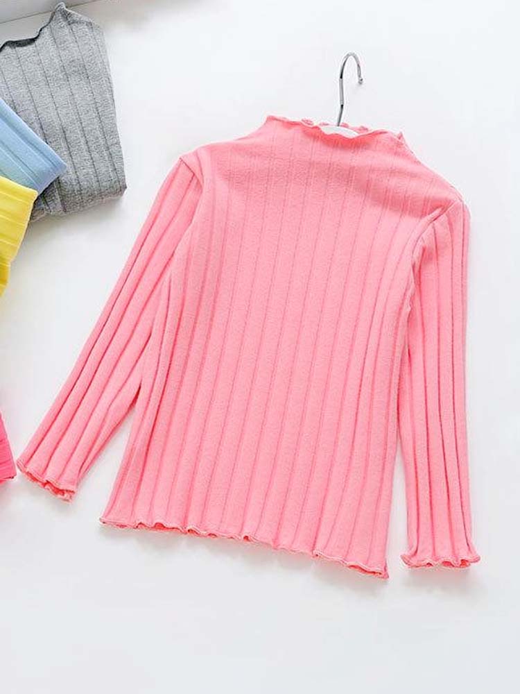 Pink Ribbed Long Sleeve Girls Top - 18 Months to 6 Years - Stylemykid.com