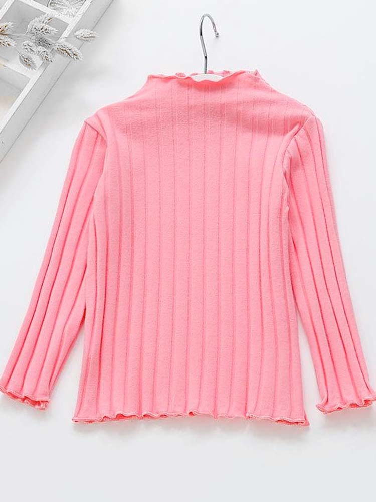 Pink Ribbed Long Sleeve Girls Top - 18 Months to 6 Years - Stylemykid.com