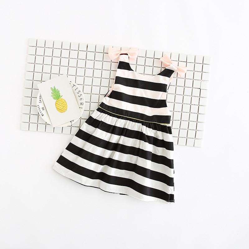 Dip Back Stripes & Bows Dress - Girls Black and White Striped Dress 6 to 18 Months - Stylemykid.com