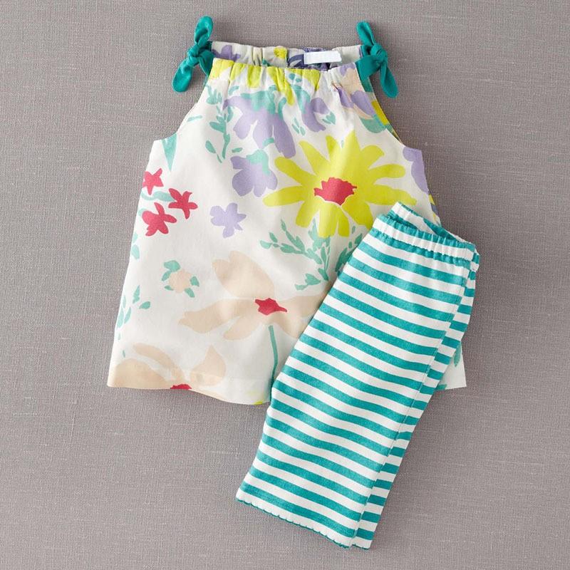 Bouquet Bows & Stripes - Girls Tie Shoulders Top and Short Leggings 5 to 6 years - Stylemykid.com