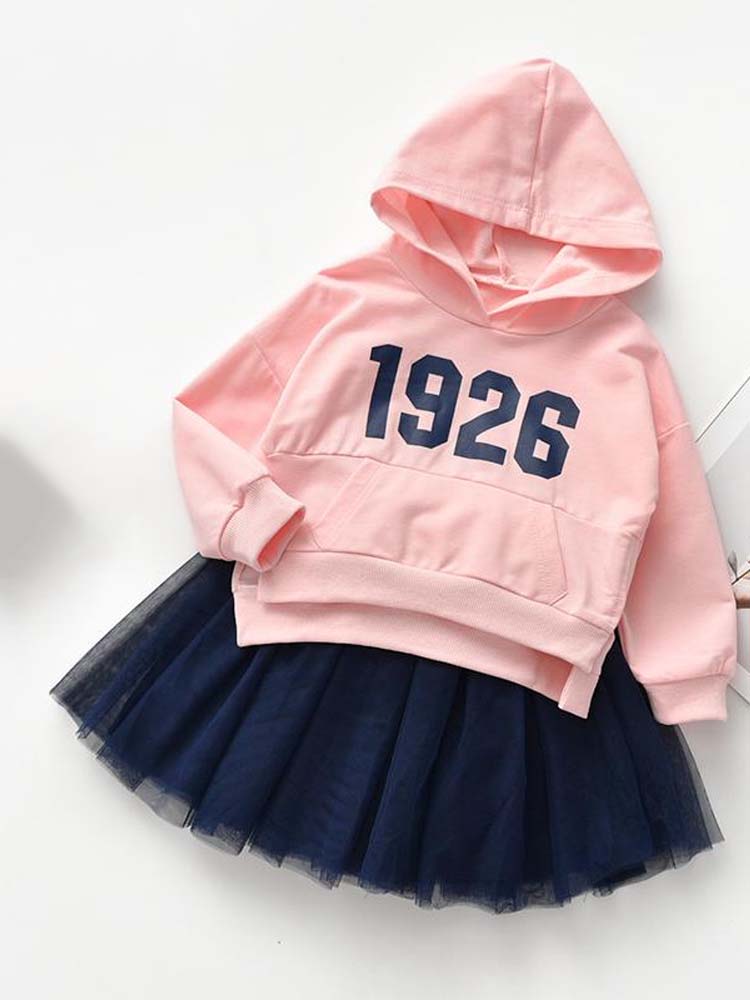 Hoody & Tutu Skirt Girls 2 Piece Outfit - Pink & Navy - 18 Months to 4 Years - Stylemykid.com