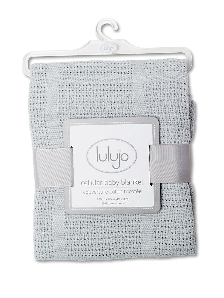 Cellular Blanket For Baby By Lulujo Grey