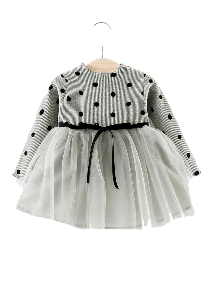 Girls Silver Grey Polka Dot Party Tutu Dress - Stylemykid.com