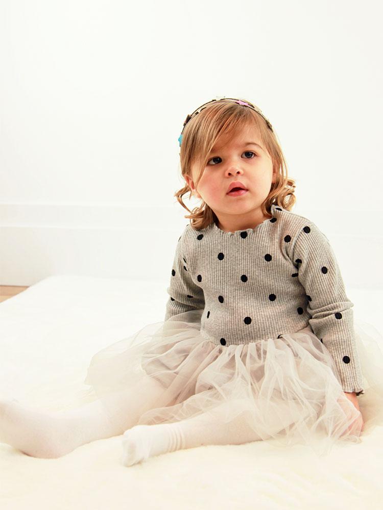 Girls Silver Grey Polka Dot Party Tutu Dress - Stylemykid.com