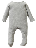 Grey Footed Ribbed Baby Zip Sleepsuit - 0-3 and 3-6 months - Stylemykid.com