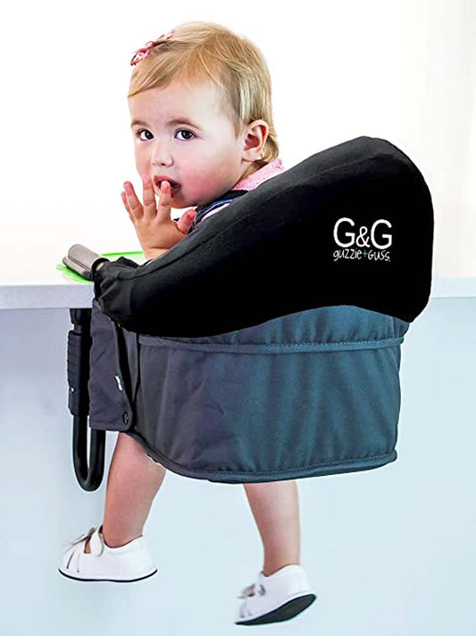 Guzzie & Guss Portable Perch High Chair SEAT LINER -  Washable Cover for Hook On High Chair in Black - Stylemykid.com