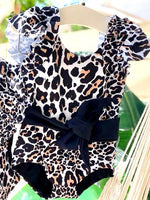 Holy She - Girls Ruffled One Piece Black and White Animal Print Swim Suit - 1 to 6 years - Stylemykid.com