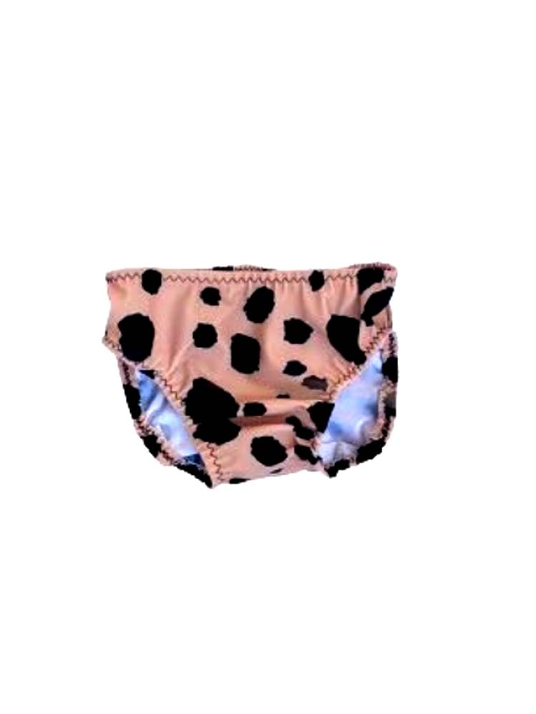 Holy She - Girls Swim Bikini Bottoms - Animal Print Sand and Black - 1 to 6 Years - Stylemykid.com