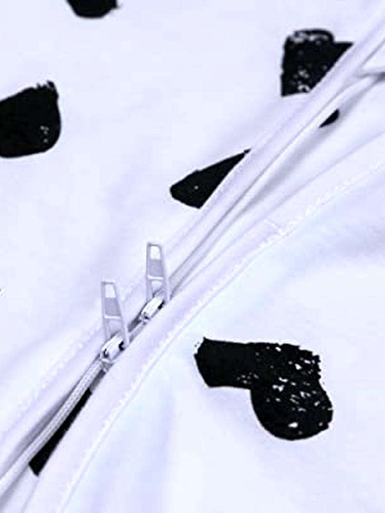 Happy Hearts - White and Black Baby Zip Sleepsuit Romper - SHORT SLEEVED - Stylemykid.com