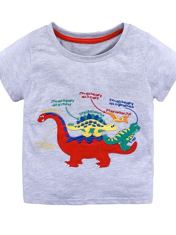 Heavy Dinosaurs Short Sleeve T-Shirt - Grey and Red - Stylemykid.com
