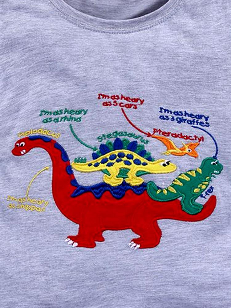 Heavy Dinosaurs Short Sleeve T-Shirt - Grey and Red - Stylemykid.com