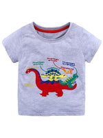 Heavy Dinosaurs Short Sleeve T-Shirt - Grey and Red - Stylemykid.com