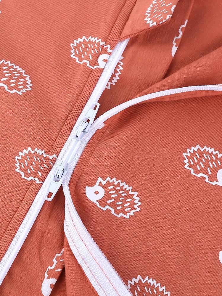 Peach Hedgehog Baby Zip Sleepsuit with Hand & Feet Cuffs (18-24M only) - Stylemykid.com