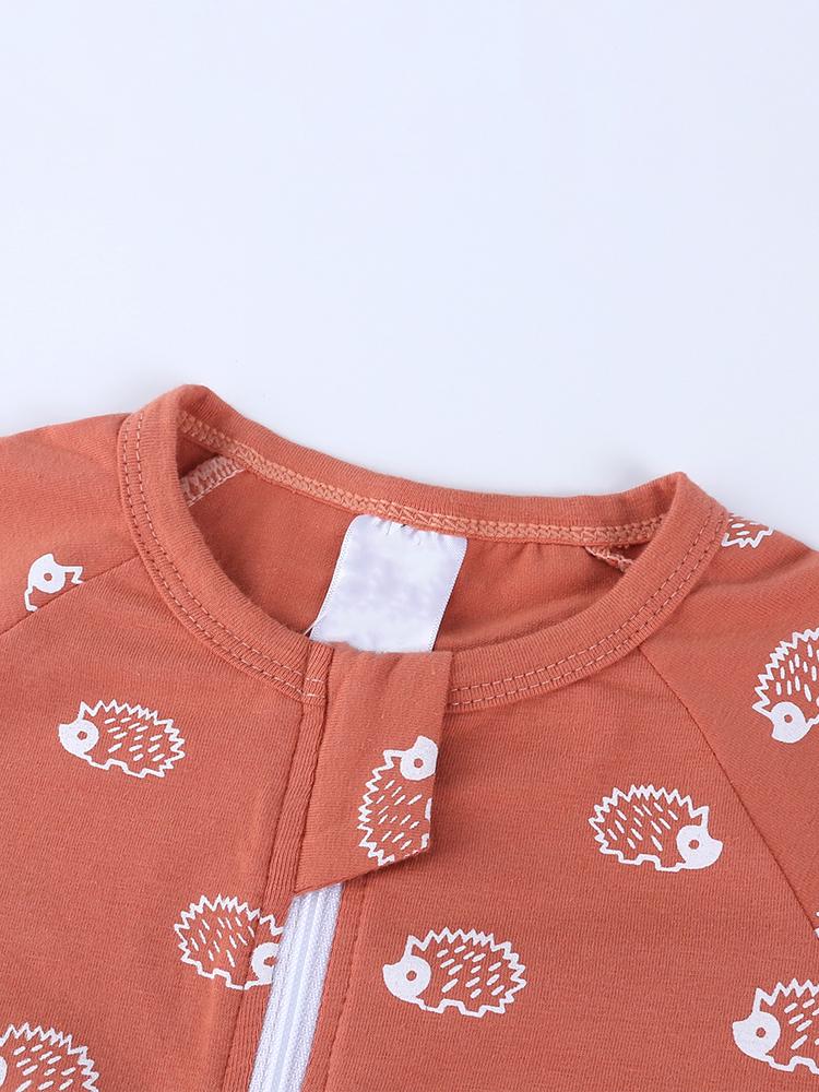 Peach Hedgehog Baby Zip Sleepsuit with Hand & Feet Cuffs (18-24M only) - Stylemykid.com