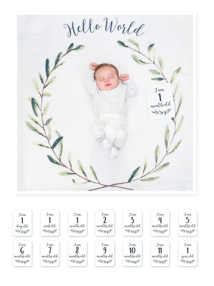 Swaddle And Cards First Year For Baby By Lulujo Hello World