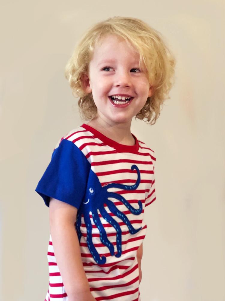 Boys Octopus Striped T-Shirt - 12 to 18 months - Stylemykid.com