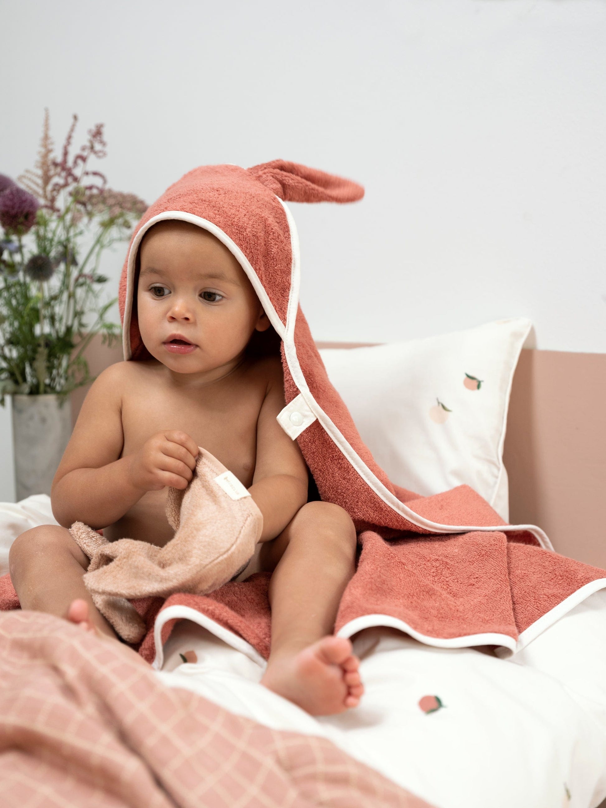 Bunny Bamboo Hooded Towel For Kids By Fabelab Lilac