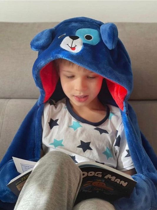 Zoocchini - Kids Large Wearable Hooded Blanket - Blue Dog - Age 3+ - Stylemykid.com