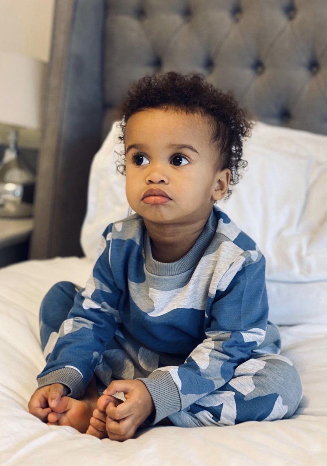 Artie - Camouflage French Terry Joggers in Blue & Grey 3-6M and 9-12M - Stylemykid.com